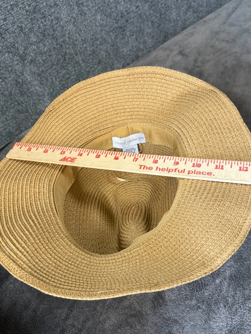 House of Harlow 1960 Tan Straw Fedora with Cream Crochet Band